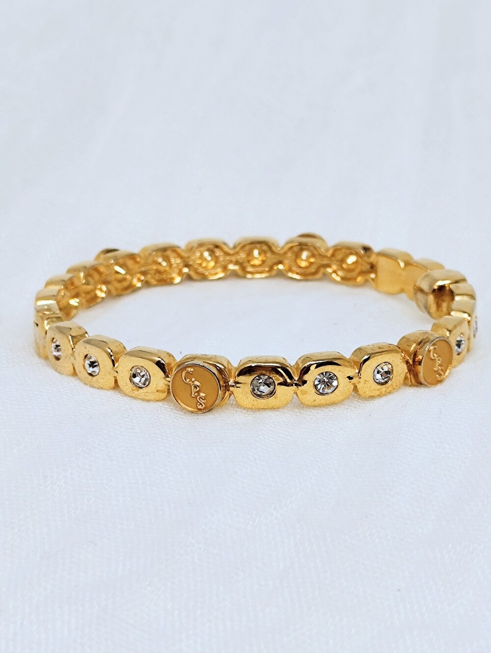 Gold Tone Crystal Accent Preppy Tennis Bracelet - Women Jewelry